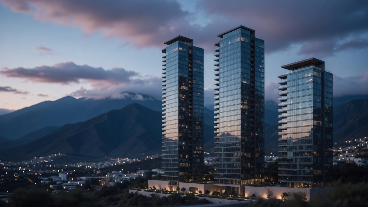 Torres residenciales en Monterrey al atardecer