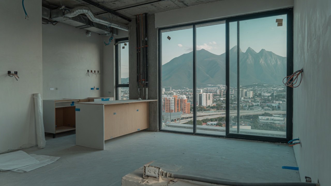 Departamento en obra gris con instalaciones a la vista