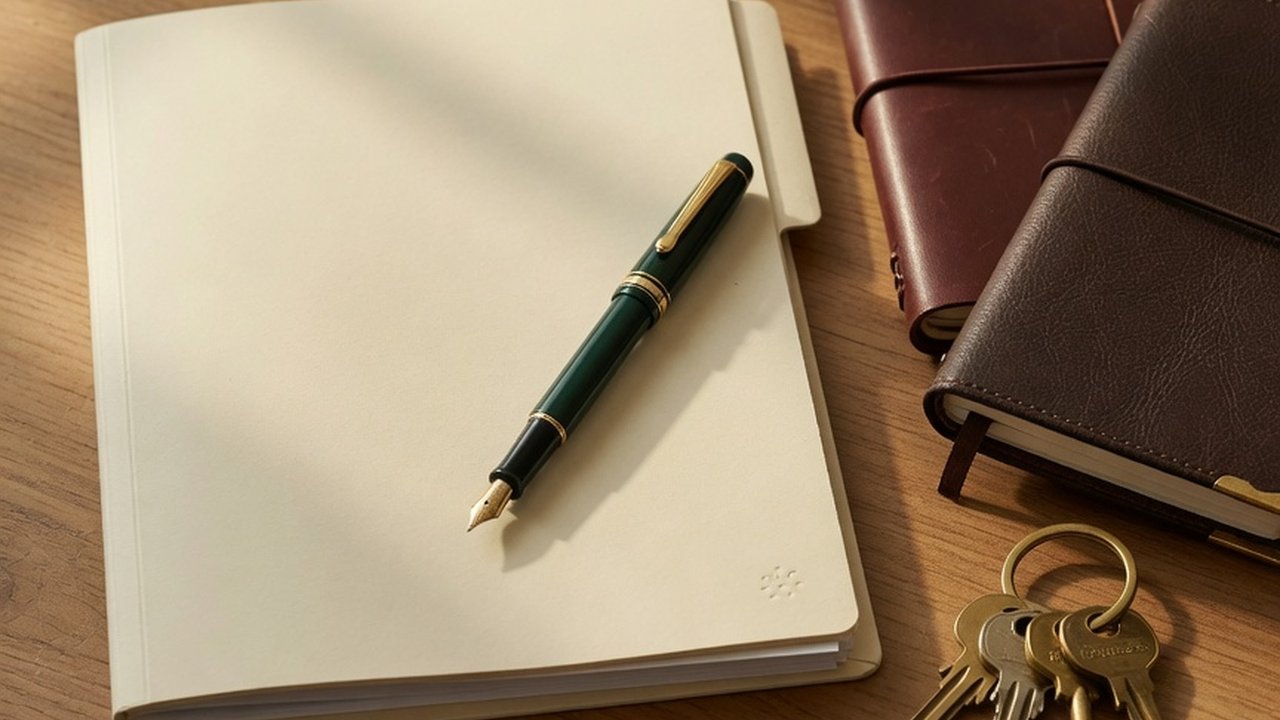 Firma de documentos con llaves sobre un escritorio