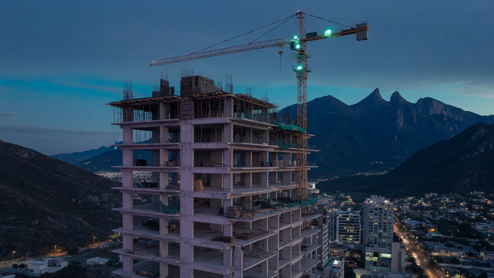 Interior de un departamento con vista a las montañas de Monterrey
